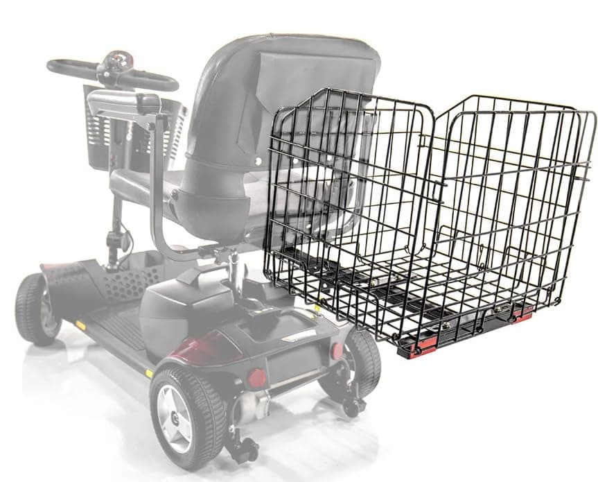 T950 Folding Rear Basket for Pride Mobility & Go-Go Scooters, Heavy-Duty & Durable