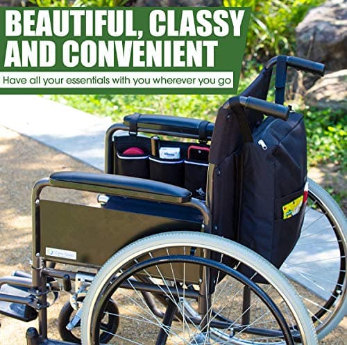 Black Wheelchair Side Bag - Arm Rest Pouch - Organizer Accessories