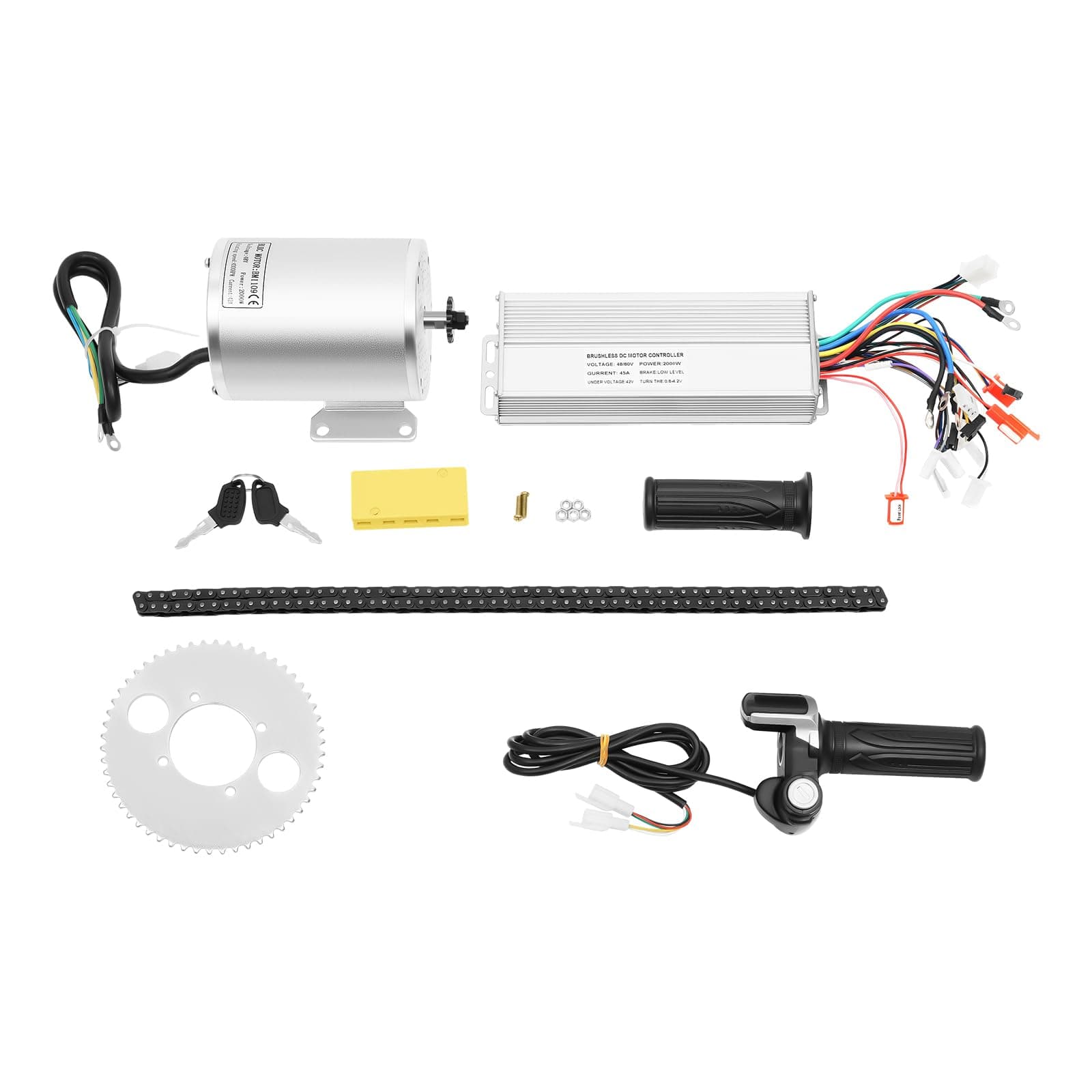48V 2000W Brushless DC Motor Kit 3 Speeds with LCD Throttle