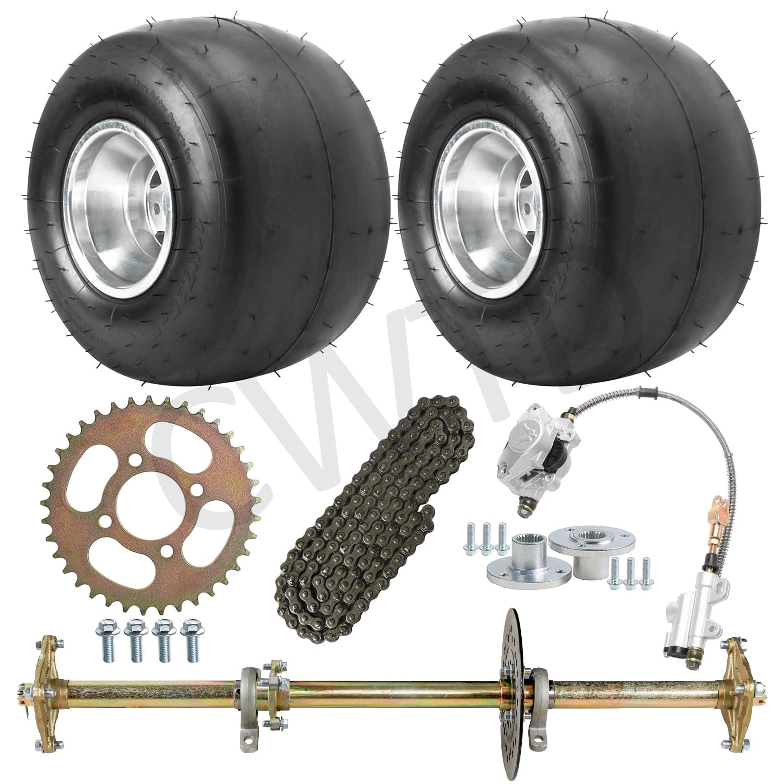 32-Inch Rear Axle Kit with 5" Wheels and 11x7.10-5 Tires for Racing Kart(shifters compatible)