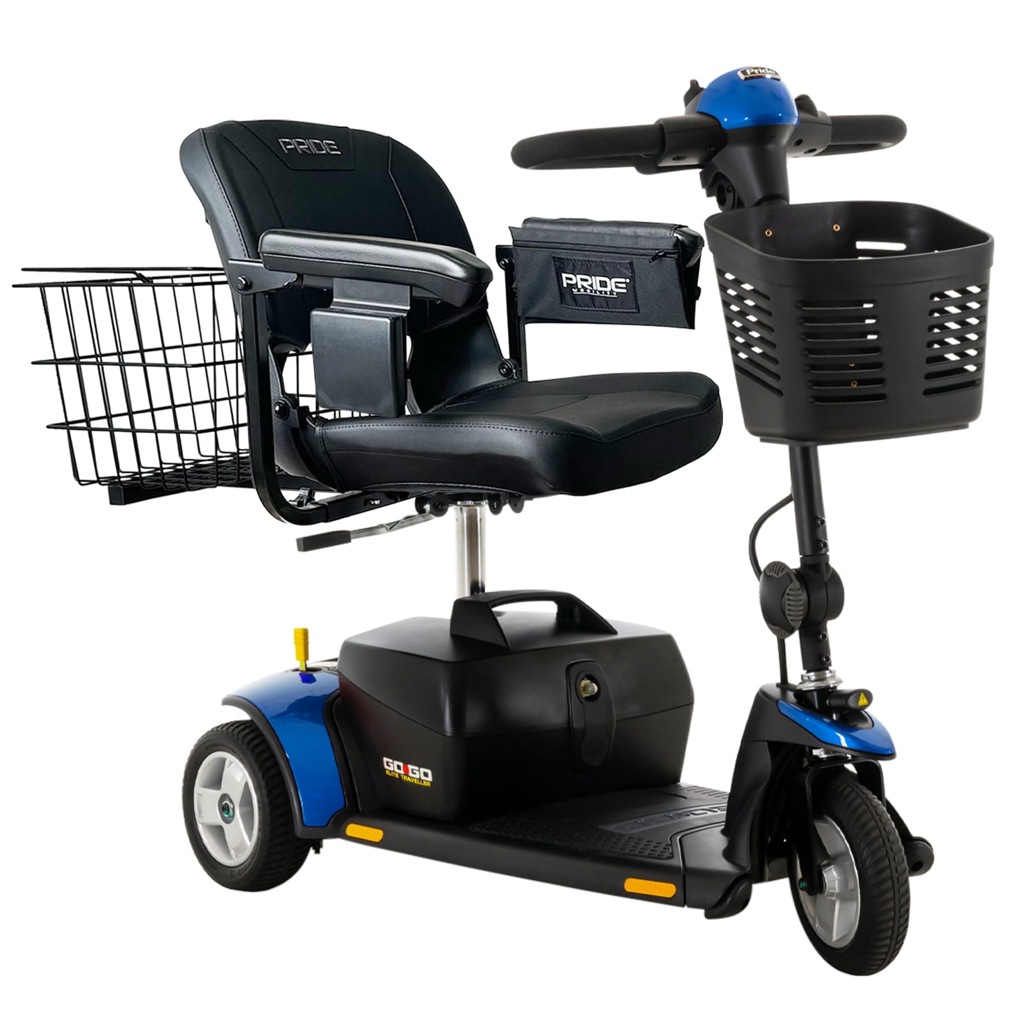Pride Go Go 3-Wheel Mobility Scooter, High Capacity, FoldableSeat, Spacious Deck