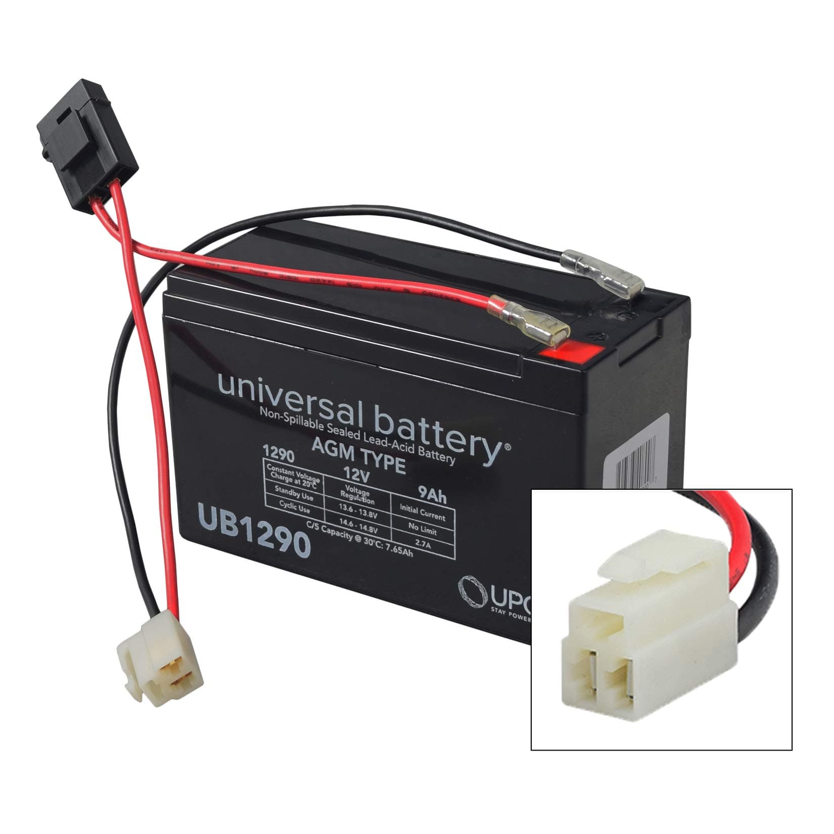 AlveyTech 12 Volt Battery Pack for Razor Power Core E90/90/E95/E90 Glow & E90 Accelerator Scooters - 9 Ah Rechargeable AGM Battery with Wiring Harness - Replacement