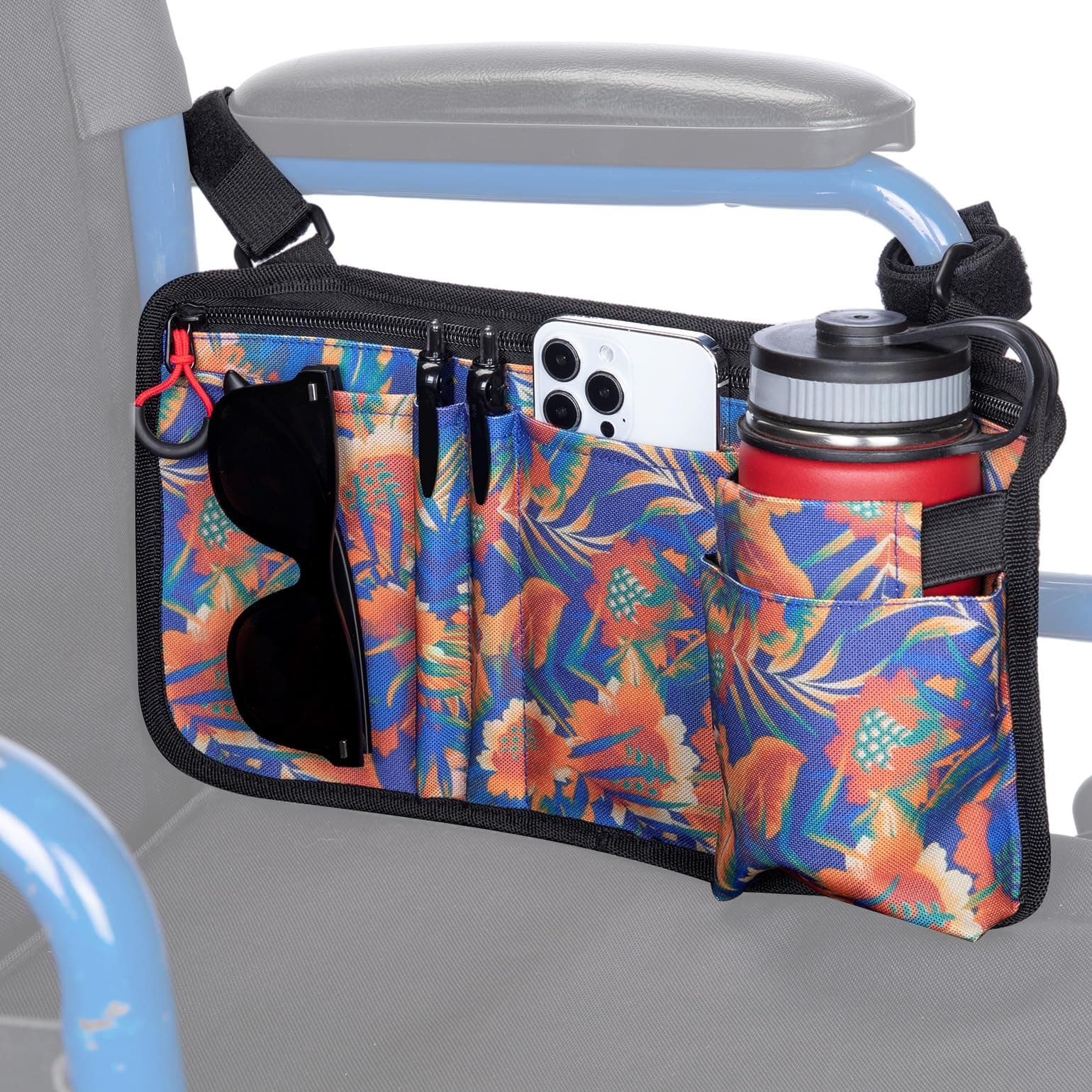 Wheelchair Side Bag with Cup Holder for Walker, Rollator, Scooter or Wheelchair