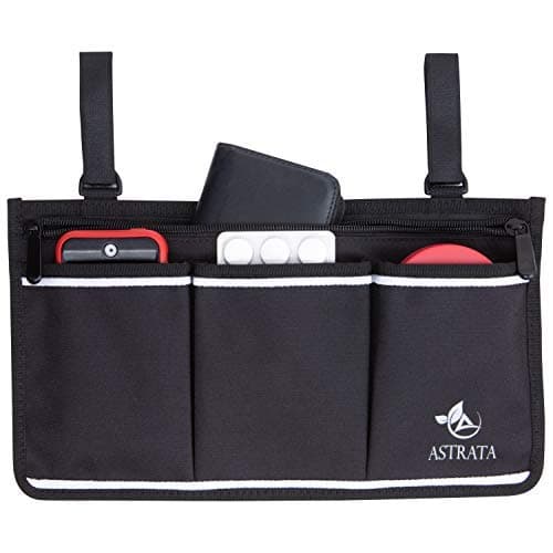 Black Wheelchair Side Bag - Arm Rest Pouch - Organizer Accessories