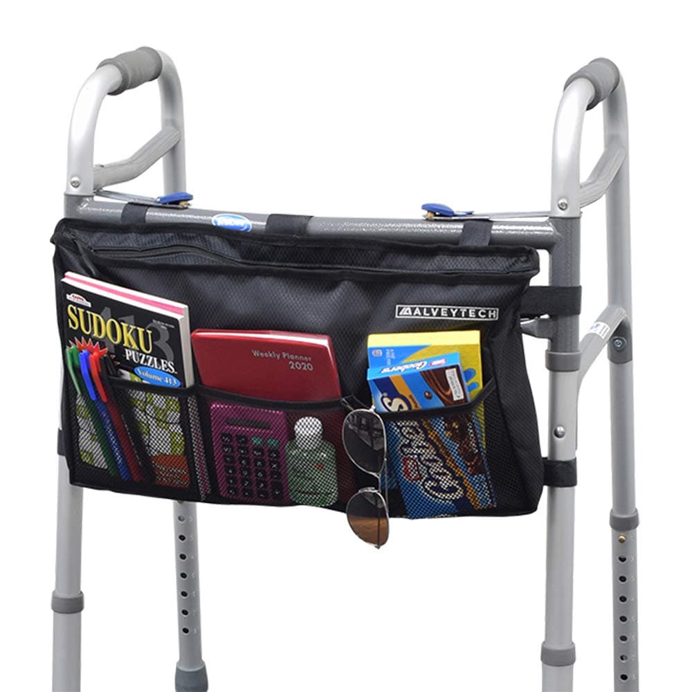 Universal Walker and Rollator Organizer Bag - Easy-to-Use Satchel with Pouches - Fits Drive, Invacare, Merits, Medline